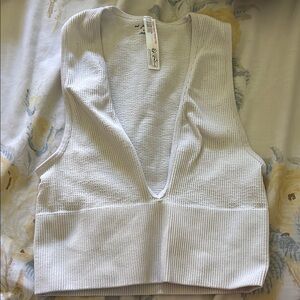 White Ribbed Knit Top